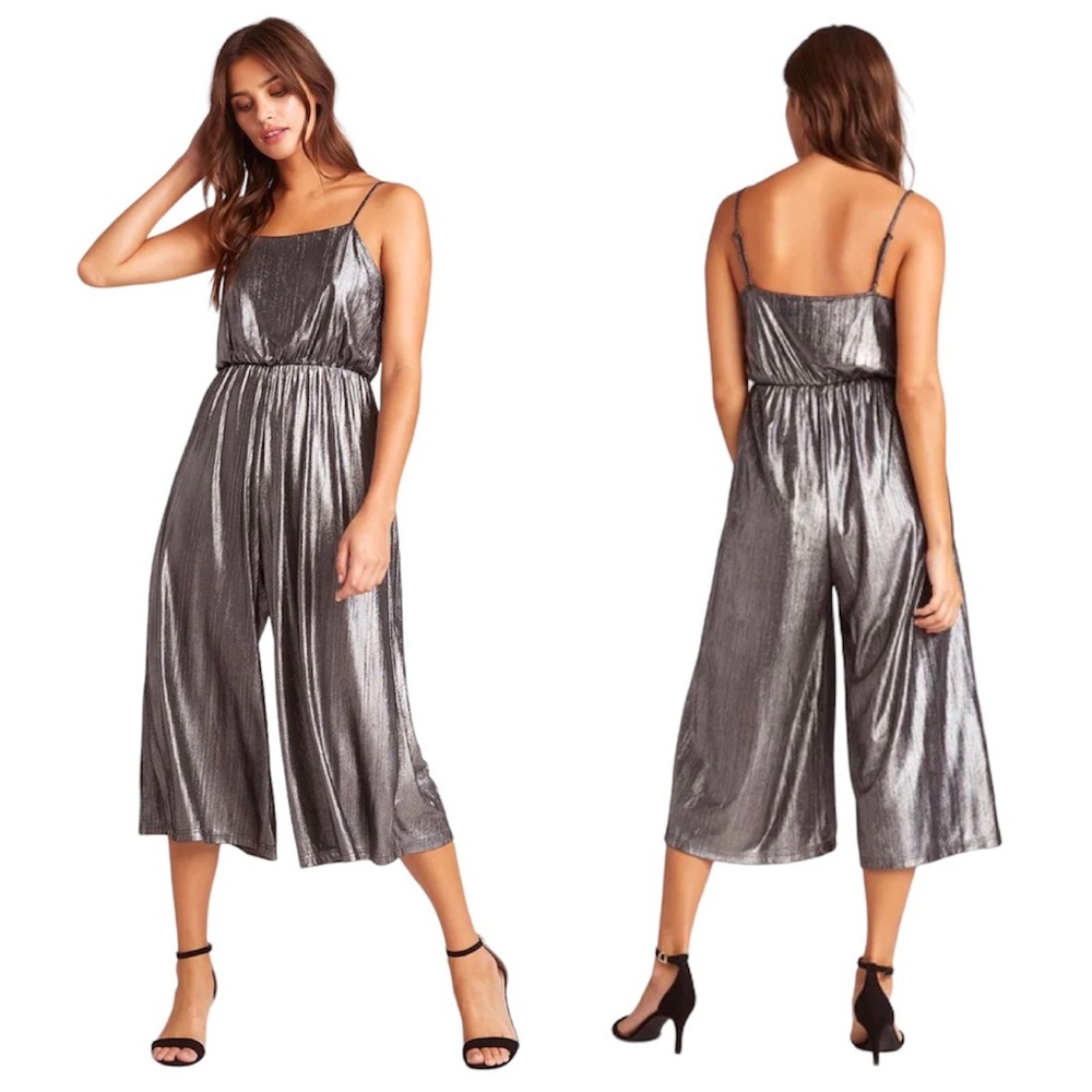 Jack by BB Dakota Shine on Metallic Jumpsuit in Silver